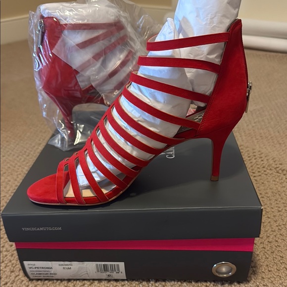 NEVER WORN Vince Camuto Women's Red Strappy Heels - Picture 1 of 5